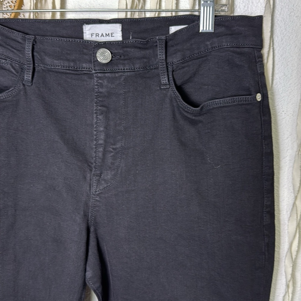 FRAME Black Le High Straight Crop Denim Size 33 - Picture 3 of 11